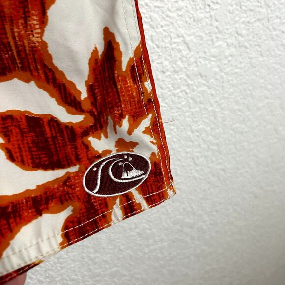 Quiksilver Silver Edition Swim Trunks Mens Size XL Orange Hibiscus Floral - Picture 4 of 5